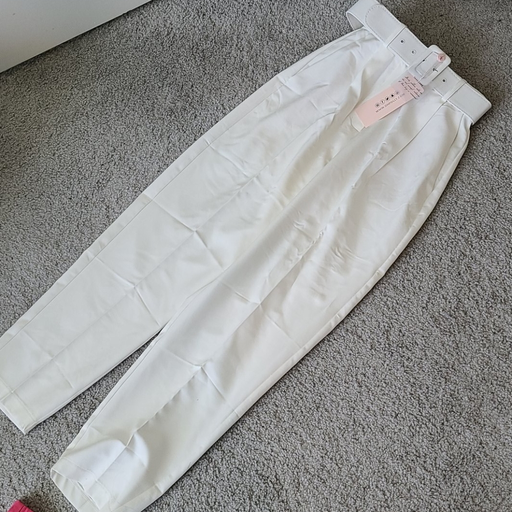 Oh Polly High waisted belted trousers